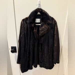 Zara Outerwear black/brown faux fur coat - size M